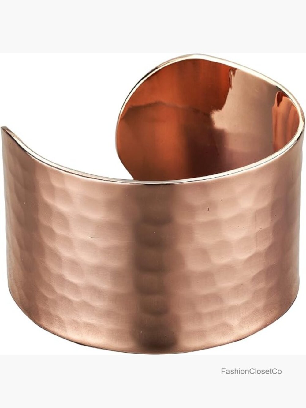 Pure Copper Hammered Cuff Bracelet, Handmade, Adjustable, 1.6in Wide